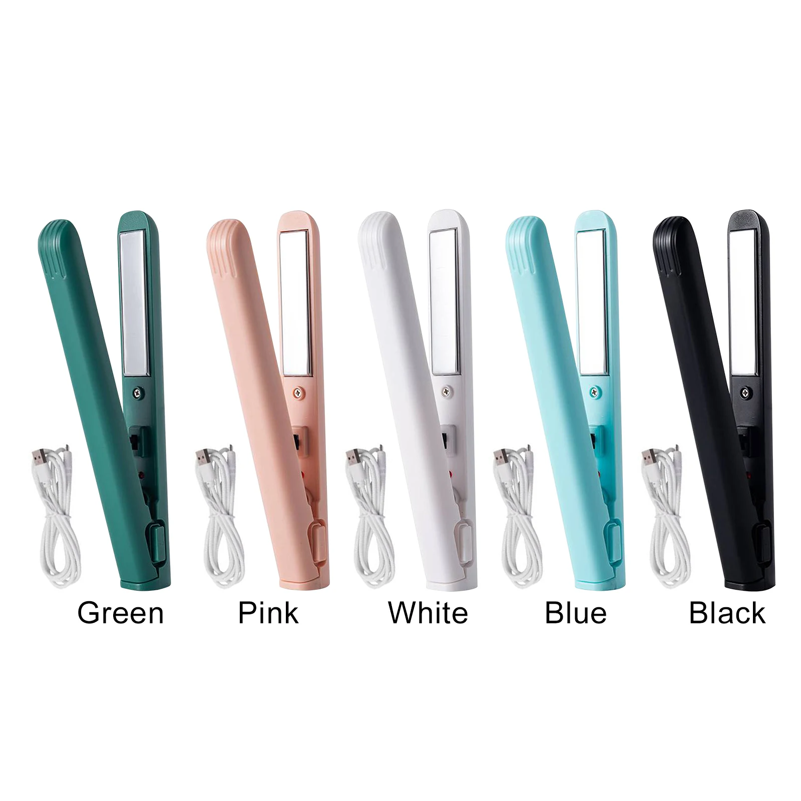 Portable USB Curling Iron Heats Up Fast Mini Dual Purpose Hair Straighteners Portable Hair Curler Flat Iron for Short Hair