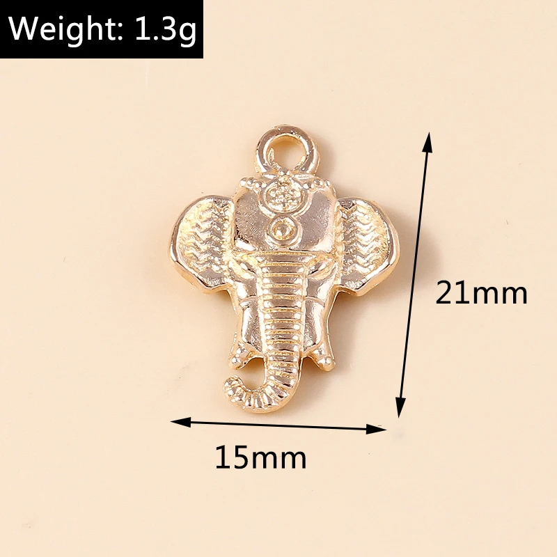 Leslie 10 Stück 21 x 15 mm goldfarbene Metall-Elefant-Anhänger für selbstgemachte Halsketten, Armbänder, Schmuckherstellung – Detail 1