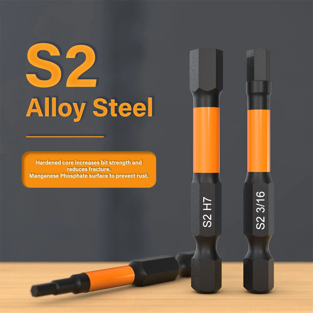 10 stücke Schlag Sechs kantkopf Inbus schlüssel Bohrer Set,50-1,5mm h 4, 5-h8 Sechs kant schaft s2 Stahl Sechs kant schrauben dreher Bits metrisch magnetisch – Detail 2