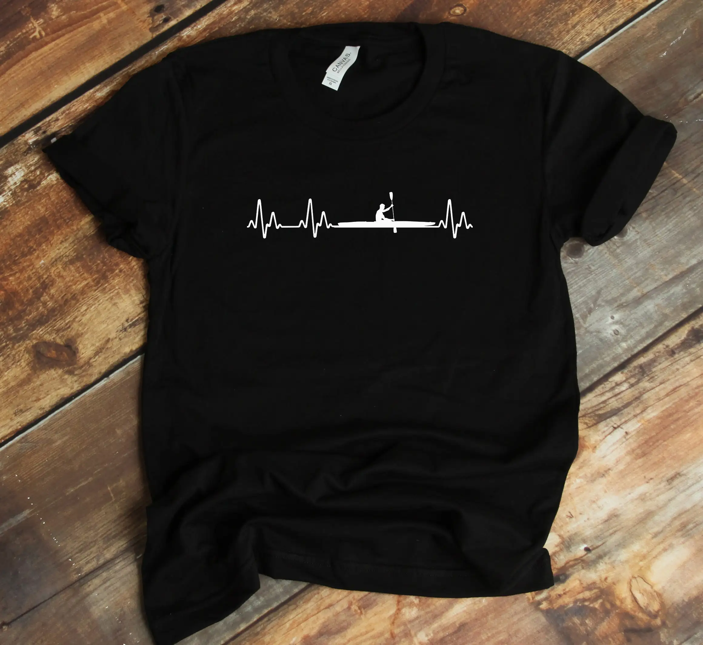 Rowing Hearbeat T Shirt Paddling Kayaking Canoeing Funny Lover