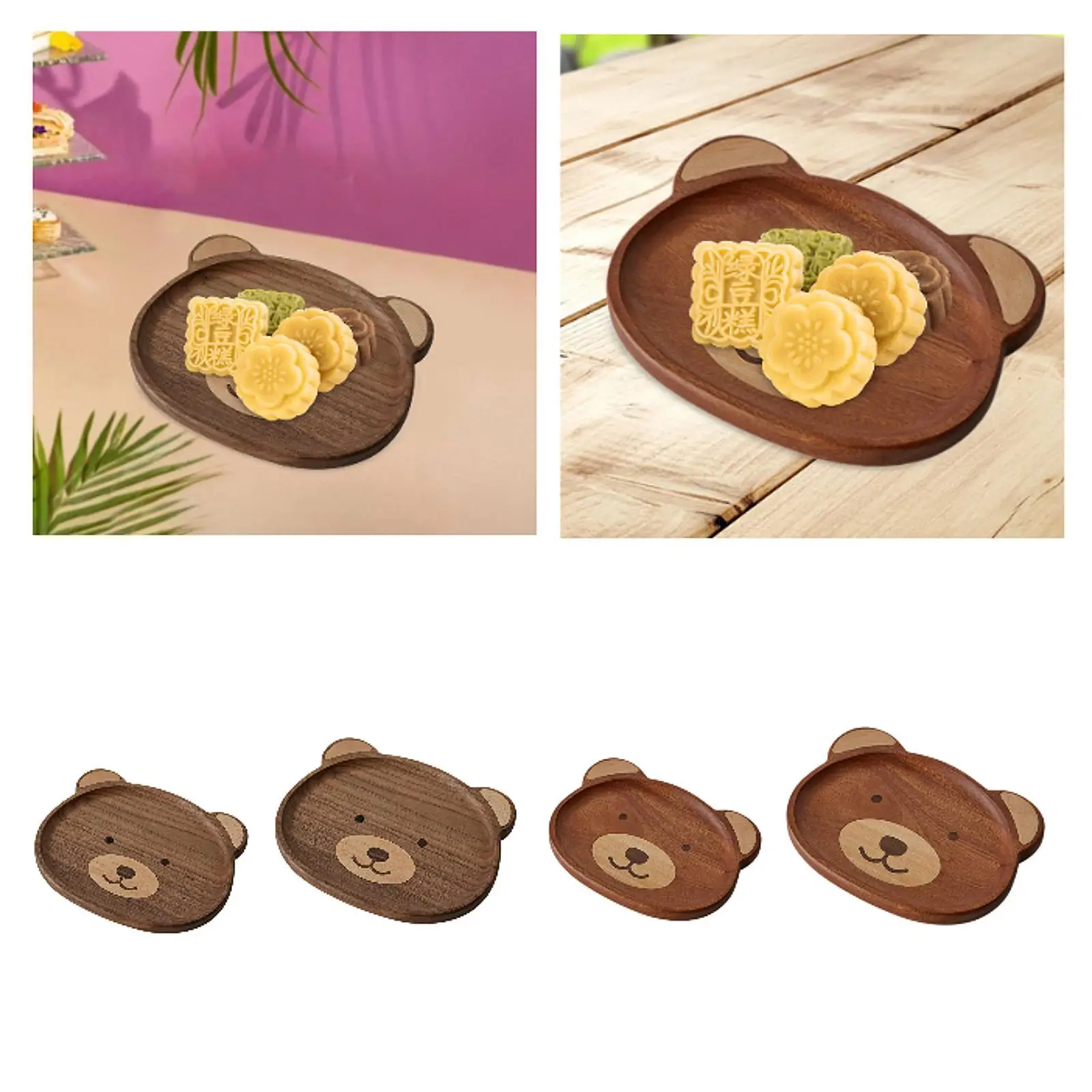 Wood Bear Shape Serving Tray Creative Decorative Serving Platter for Kitchen Celebrations Themed Party Drawing Room Tabletop