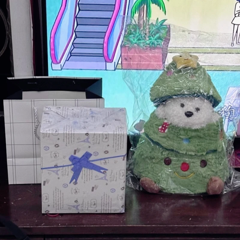 Puppy doll hiding in the Christmas tree soft plush toy Throw Pillow Home Decoration children birthday Christmas gifts