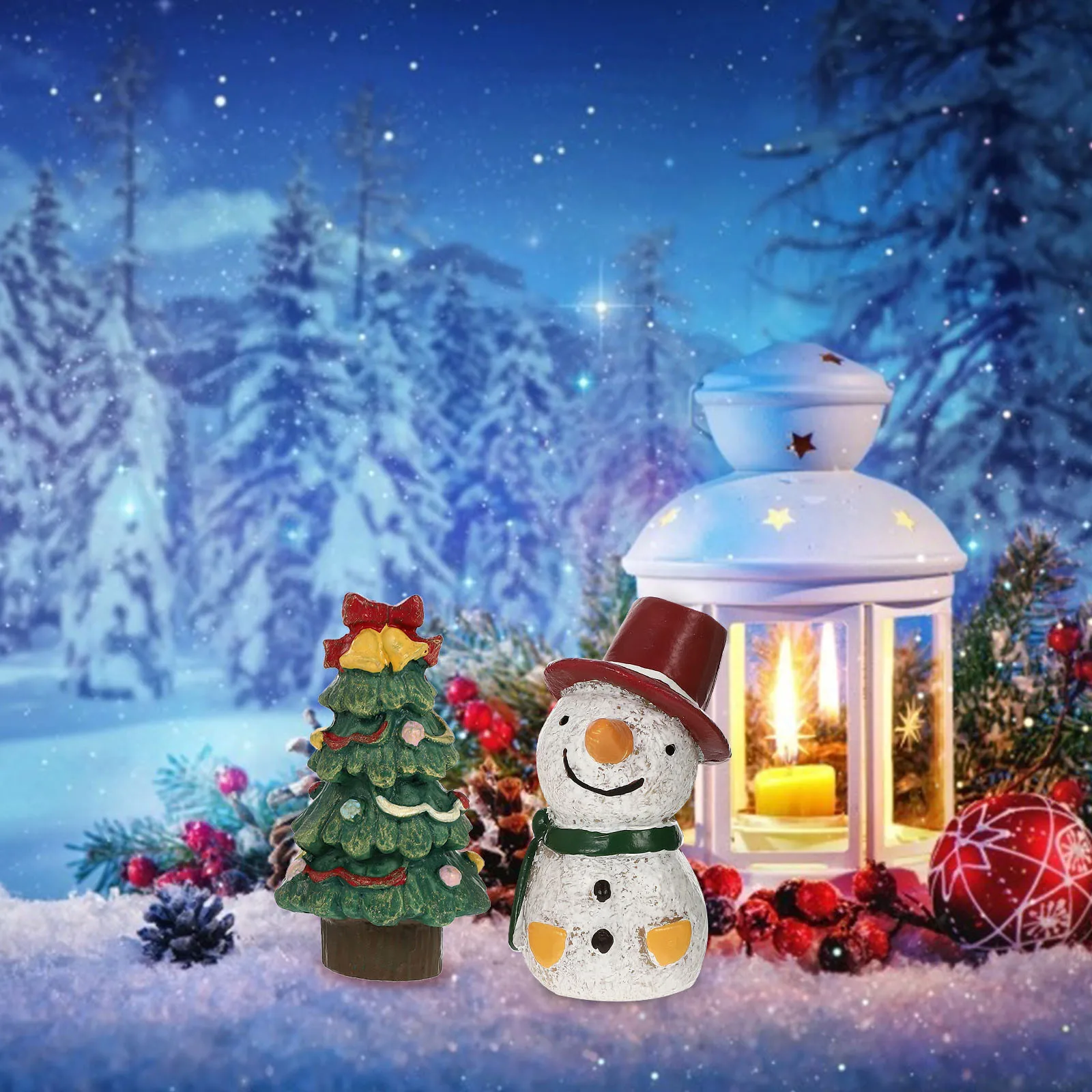 

4Pcs Xmas Aquarium Ornament Resin Mini Snowman Reptile Tank Decor Easy Carry Move Long Lasting Use Xmas Reptile Tank Ornament