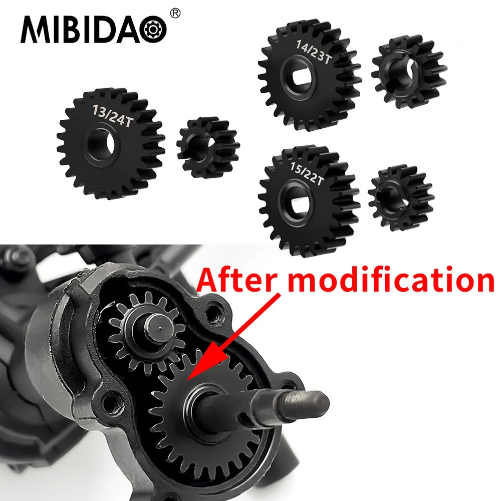 MIBIDAO 13&24T 14&23T 15&22T Underdrive /Stock /Overdrive Portal Axle Gears Set for Redcat Ascent 1/18 RC Crawler Car Parts