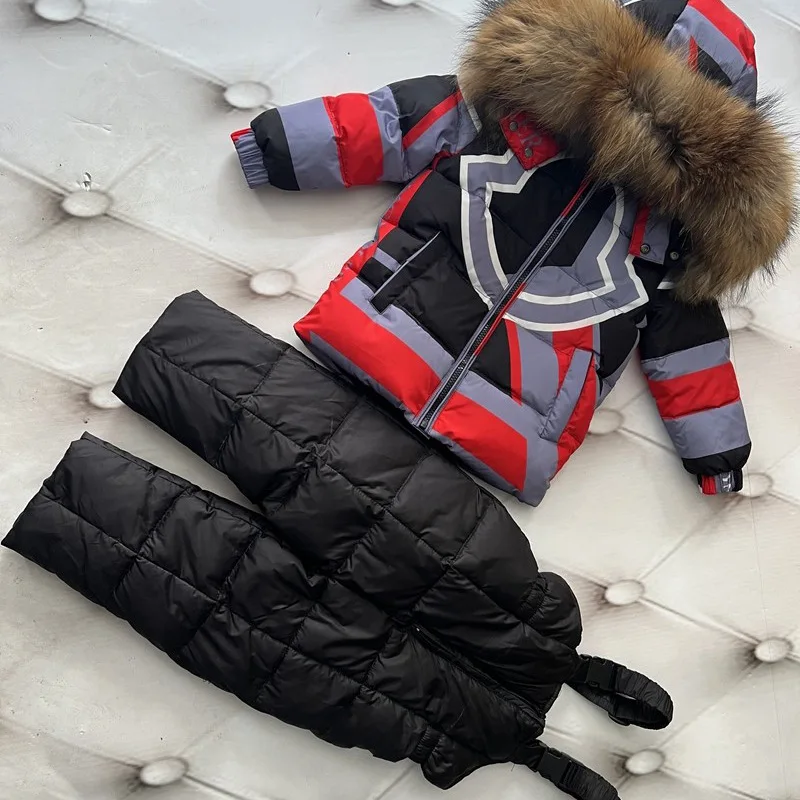 New Children's Down Jacket - Thickened Winter Coat for Younger Children in European Style Detachable Hood Down Jacket