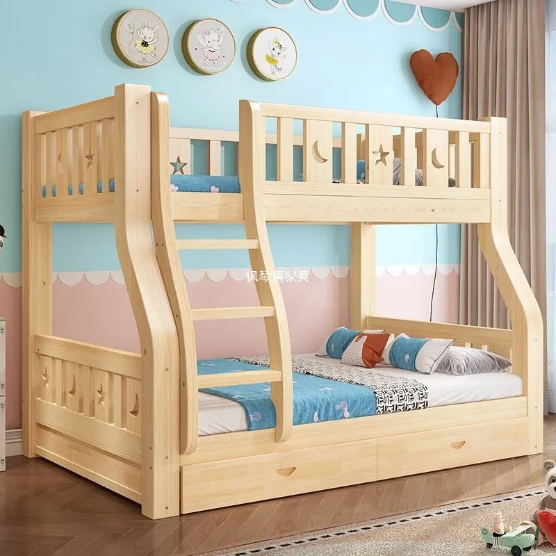 For Maple Qin Language National Standard All Solid Wood Bunk Bed High Low Mother Child Bed 42cm Heightened Guardrail Cross