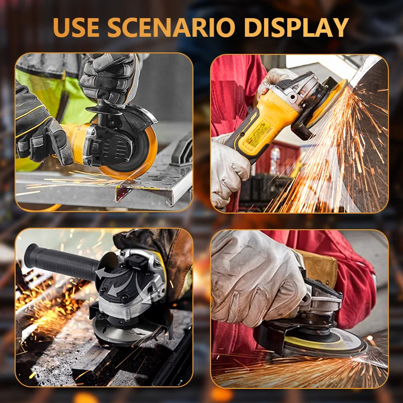 125mm Brushless Angle Grinder Li-ion Battery 4 Gear Cordless Cutting Polishing Grinding Power Tool For Dewalt 20V Battery Pin