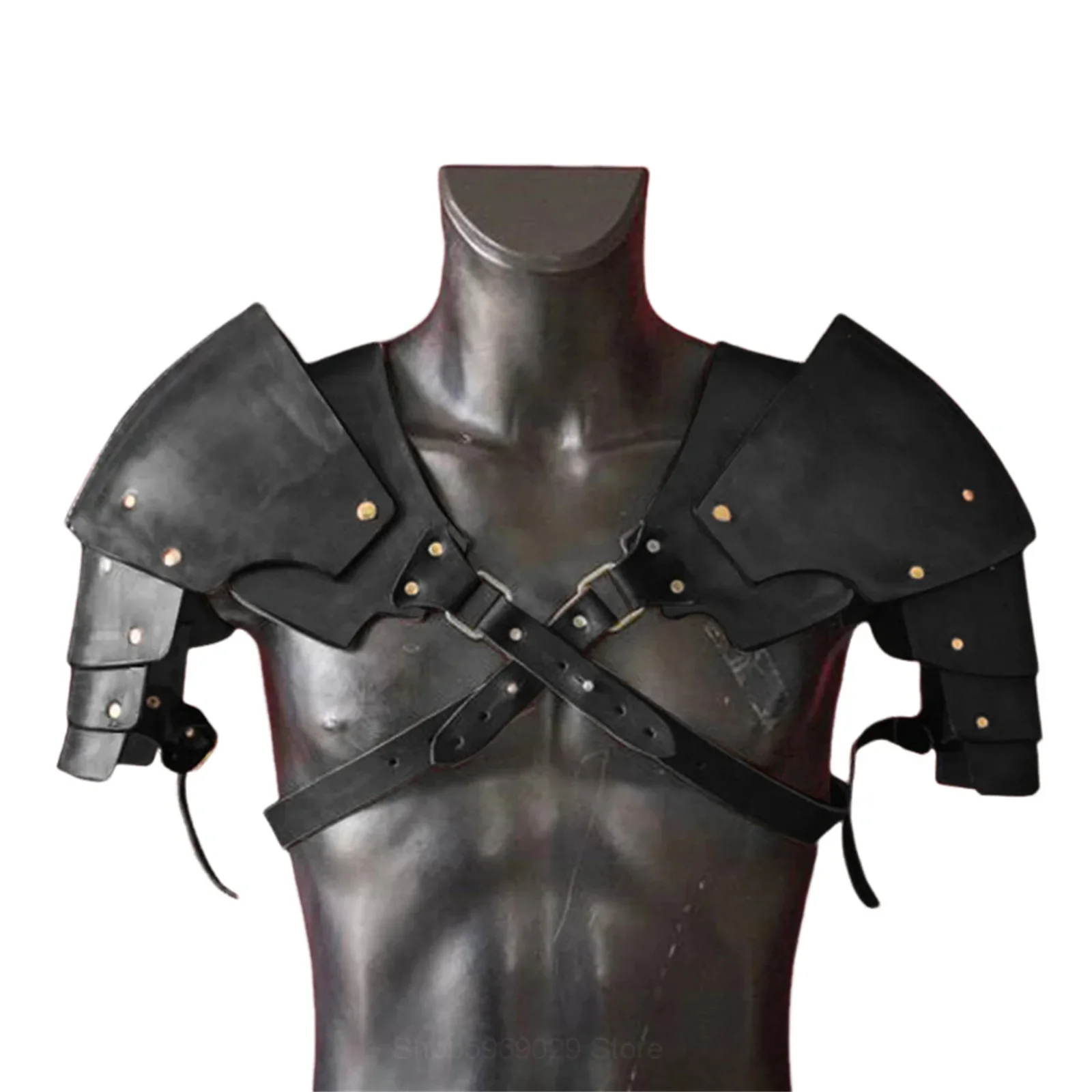 

Mens Steampunk Shoulder Armor Adjustable Faux PU Leather Shoulder Armor Medieval Guards for Knight Armor Halloween Party