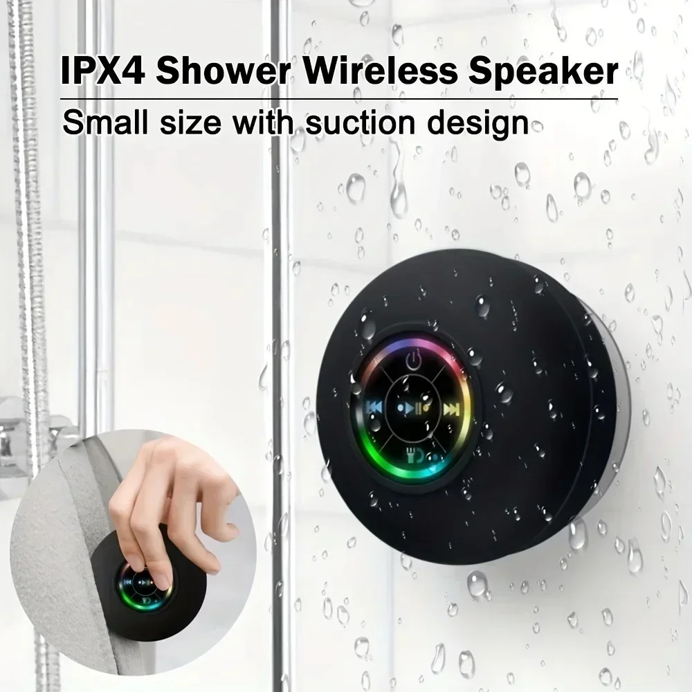 Mini Bluetooth Speaker Shower Waterproof Handsfree Subwoofer Loudspeaker With Suction Cup Mic For Bathroom Pool Beach Car Phone