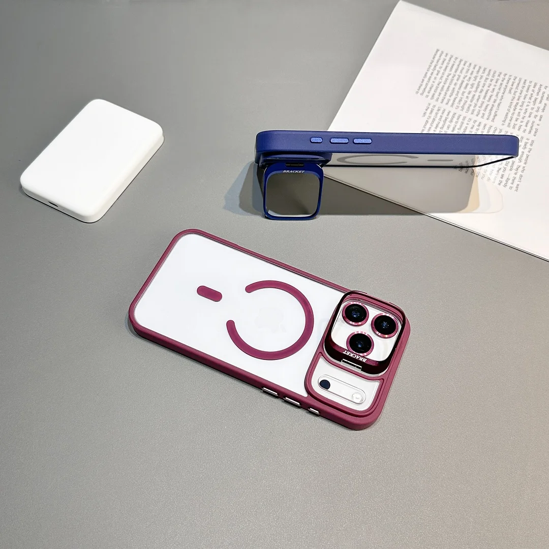 Custodia con staffa ad alto costo per iPhone 17 Air 16 15 14 13 12 11 Pro Max Plus Cavalletto con copertura di ricarica wireless magnetica