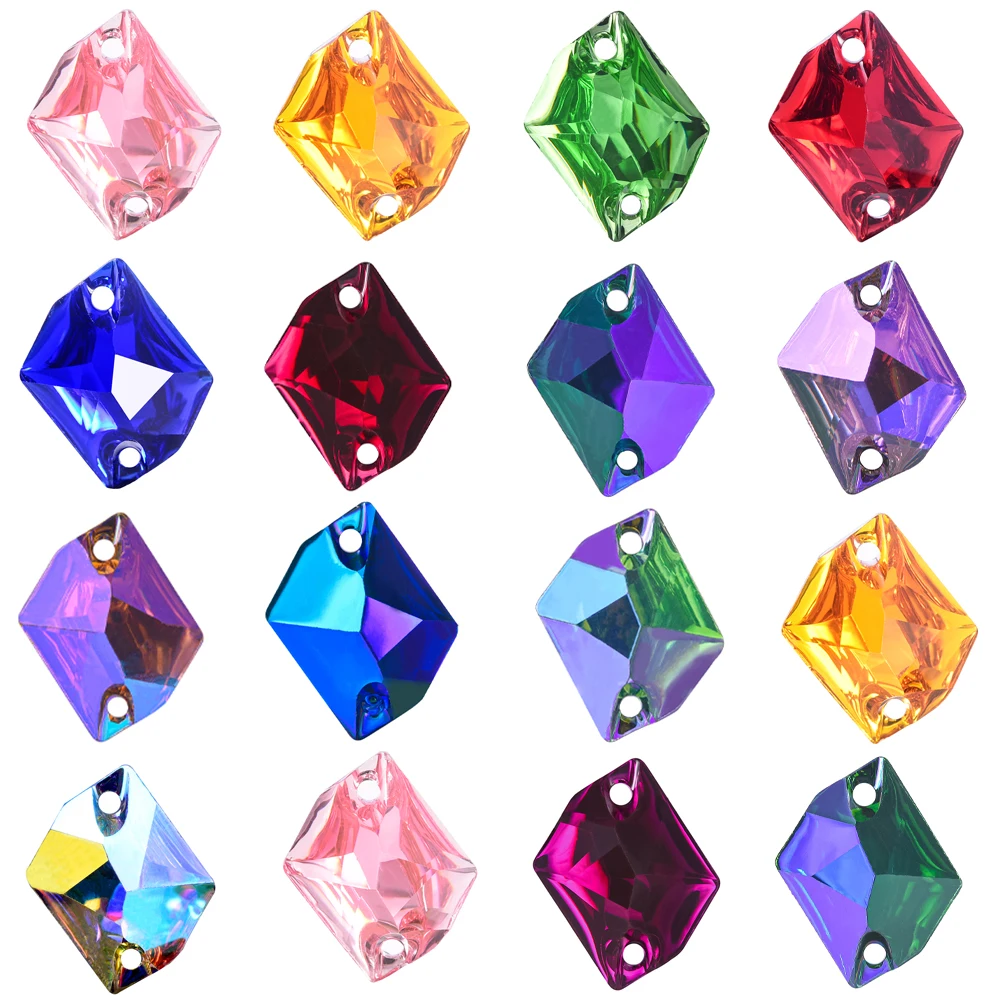GemStone Смола 16x20 мм 50 шт. Пришивные стразы Космический кристалл AB Плоская задняя часть Швейные стразы с 2 отверстиями Стразы для одежды