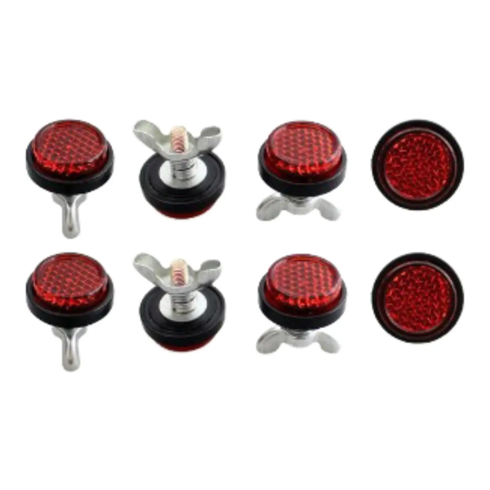 8x Generic License Plate Bolts Nuts Vehicle Round Decorative Red Reflector