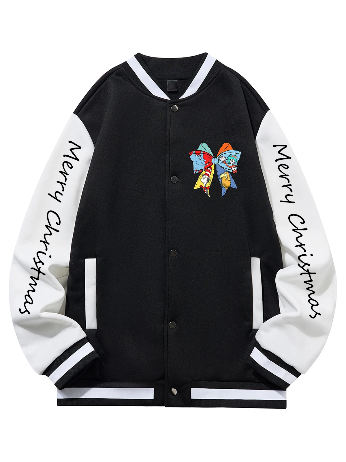 

Черная, синяя, зеленая, двусторонняя бейсбольная куртка унисекс с рождественским принтом XS-XXL, уличное пальто, теплая флисовая мягкая куртка