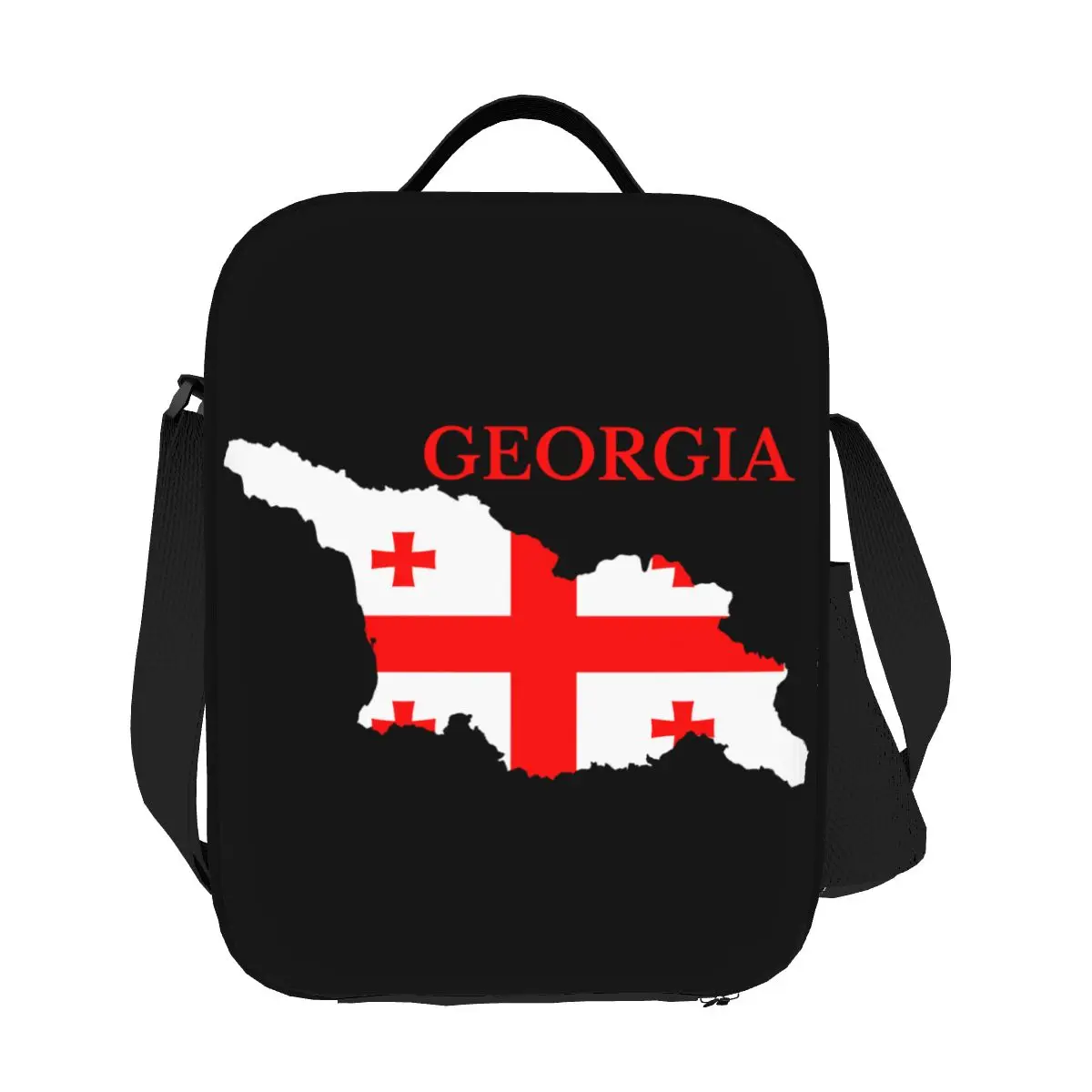 Custom Georgia Flag Map Insulated Lunch Bags for Georgian Patriotic Resuable Cooler Thermal Food Bento Box Work School Travel