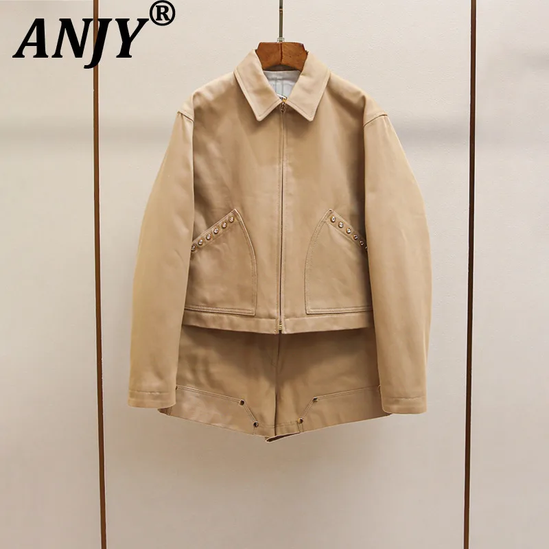 ANJY 2026 Spring Autumn New Women Fashion French Elegant Embellished Diamonds High-End Jacket Trend Versatile Chic Shorts A19384