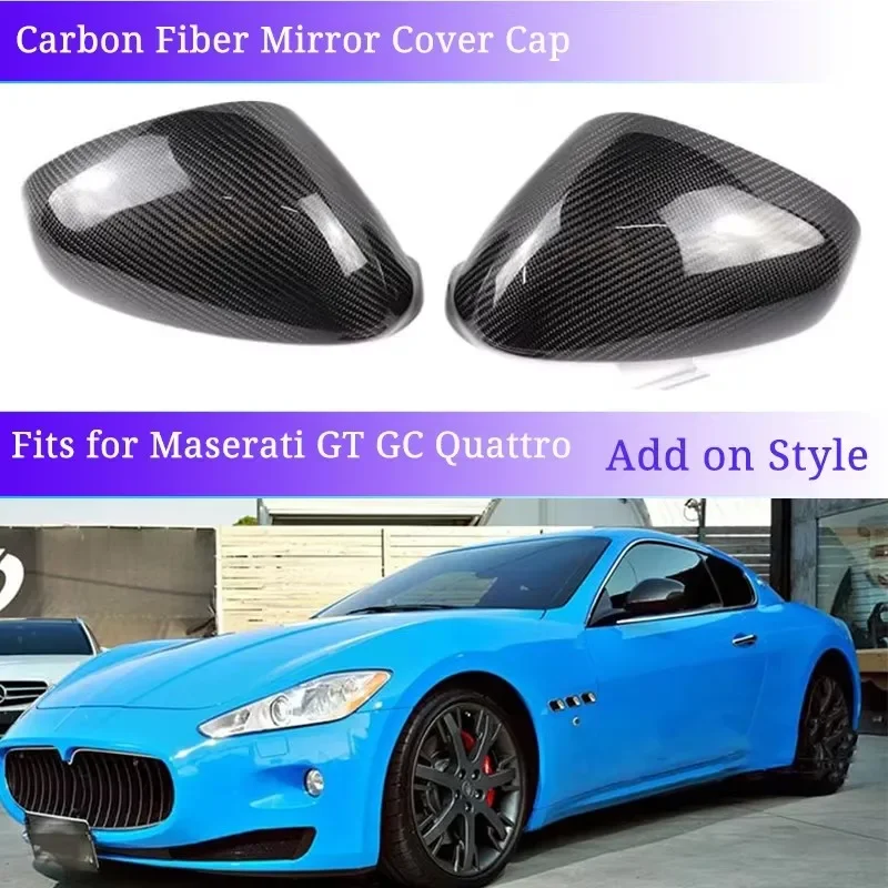 2pcs Real Carbon Fiber car rearview mirror cover decorative cover for 2007-2020 Maserati GT/2010-2015 Gran Cabrio models