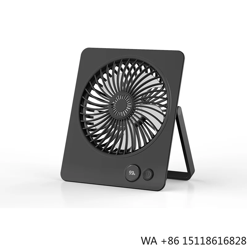2025 New USB Desk Fan LED Display 2000mAh Rechargeable Battery Powerful Super-Thin Small Table Portable Fan Handheld for Outdoor