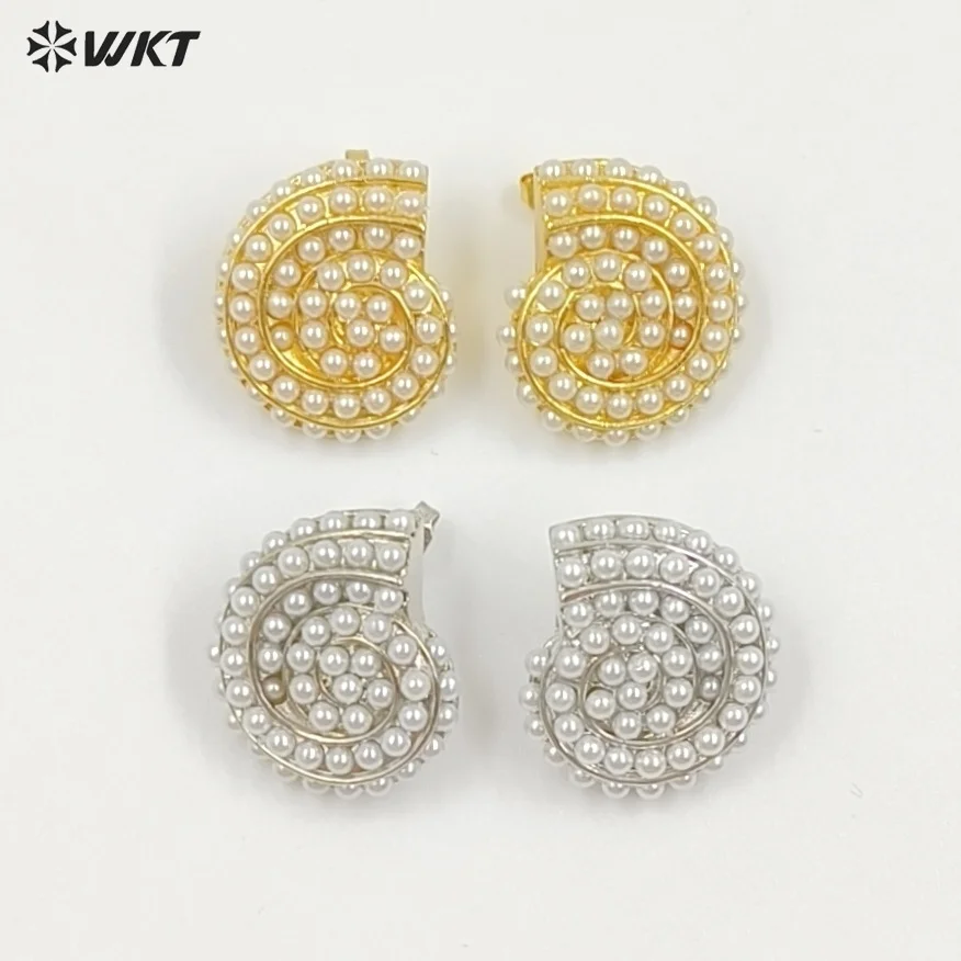 

WT-ME125 Snail Shape Retro Versatile Brass Artificial Earring For Girl As Anniversary Gifts ACC