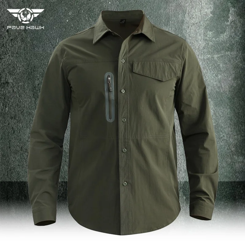 

Men's Military Tactical Shirt Army Training Quick-drying Breathable Tops Outdoor Trekking Adventure Wearable Long Sleeves Male