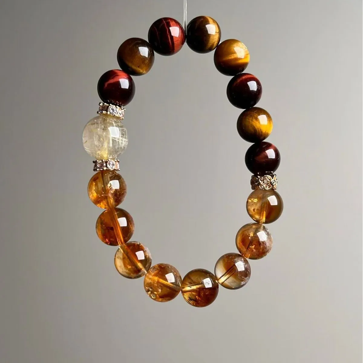 

Natural Crystal Bracelet, Golden Tiger Eye, Red Tiger Eye, Natural Citrine Bracelet, Men's and Women's Jewelry.