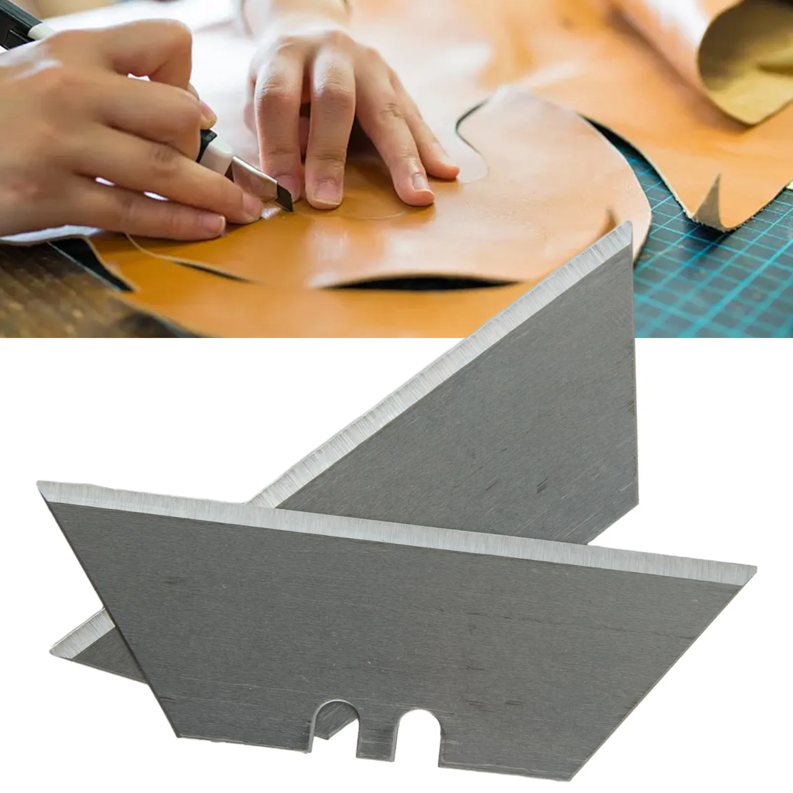 Blade Trapezoidal Blade Manual Cutting Paper Plywood Office Supplies Black Silver 0.6mm Thickness 2.36×0.7 Inch 60# Carbon Steel