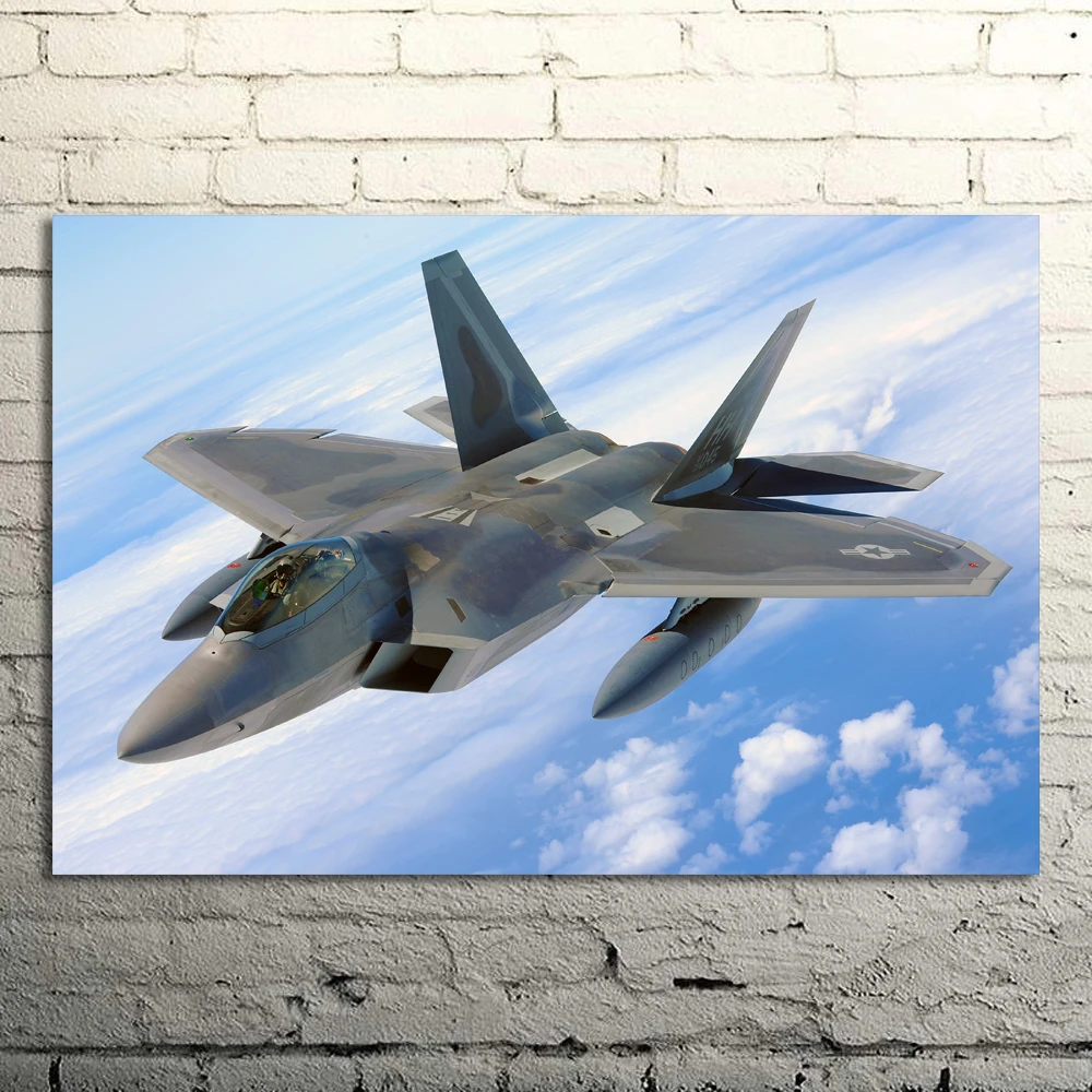 Canvas Print Wall Art Poster Stealth Fighter Lockheed Martin F-22 Raptor Picture Home Decor Painting Military Collectibles