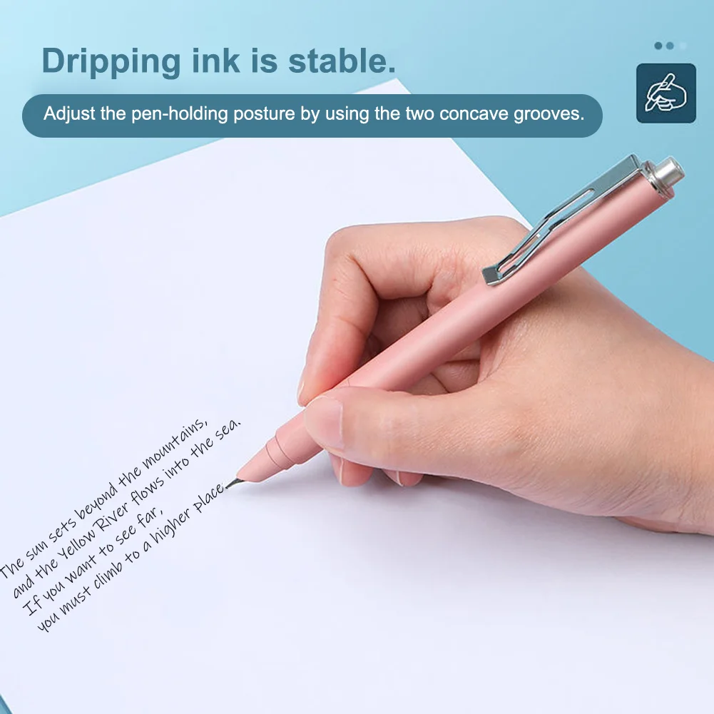 Adult Calligraphy Practice 0.5mm Fountain Pen Ergonomic Design Click-action Convenience, No Cap To Lose. Office Productivity