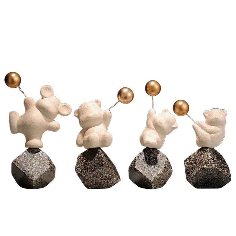 Stone to run, home TV cabinet decoration ornaments, living room wine cabinet balloon bear decoration, housewarming gifts