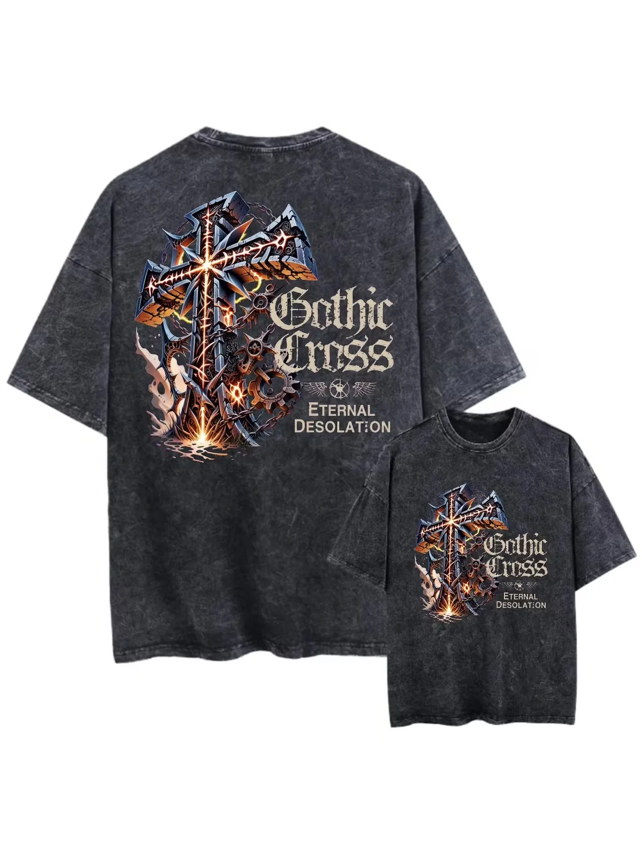 Men's Washed T Shirt Vintage Eternal Desolation Summer Women Tee Oversize Streetwear Novelty Hip Hop gothic Y2K Harajuku Gifts