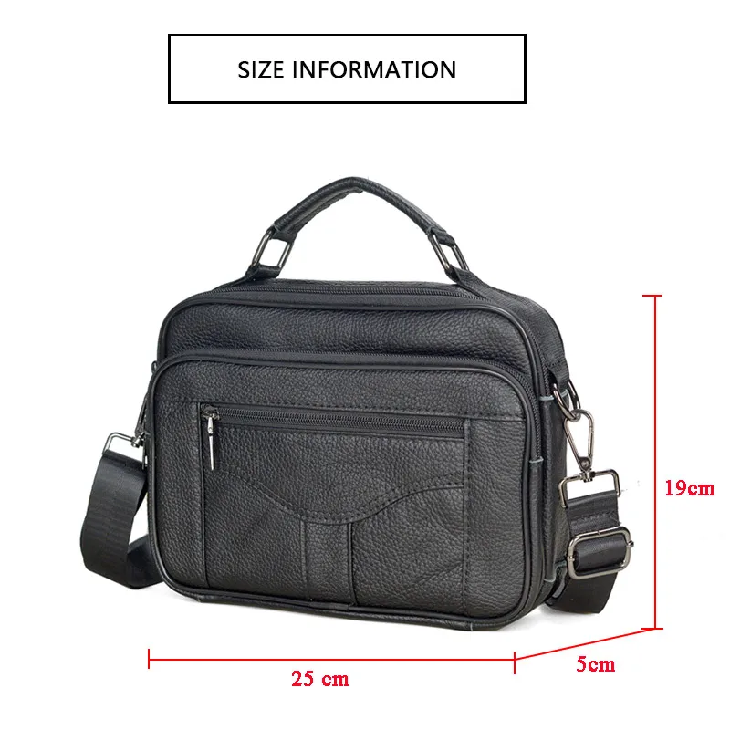 Genuine Leather Shoulder Bag for Men Cowhide Handbag Male Black Horizontal Messenger Bag Men\'s Ipad Business Briefcase Tote