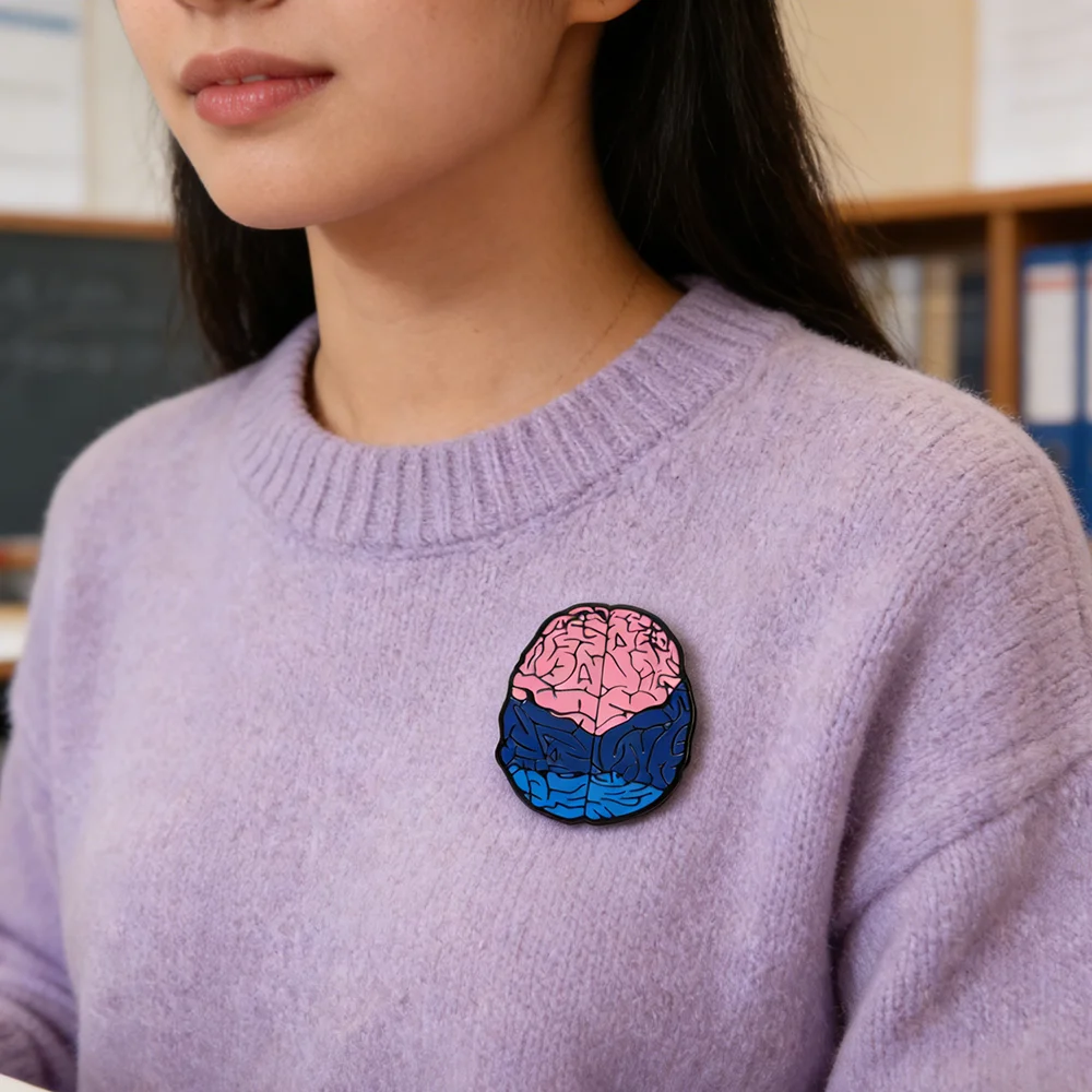 DCARZZ Medical Anatomy Brain Pin Exquisite Biology Colorful Enamel Brooch Lapel Badge Jewelry for Doctor Nurse