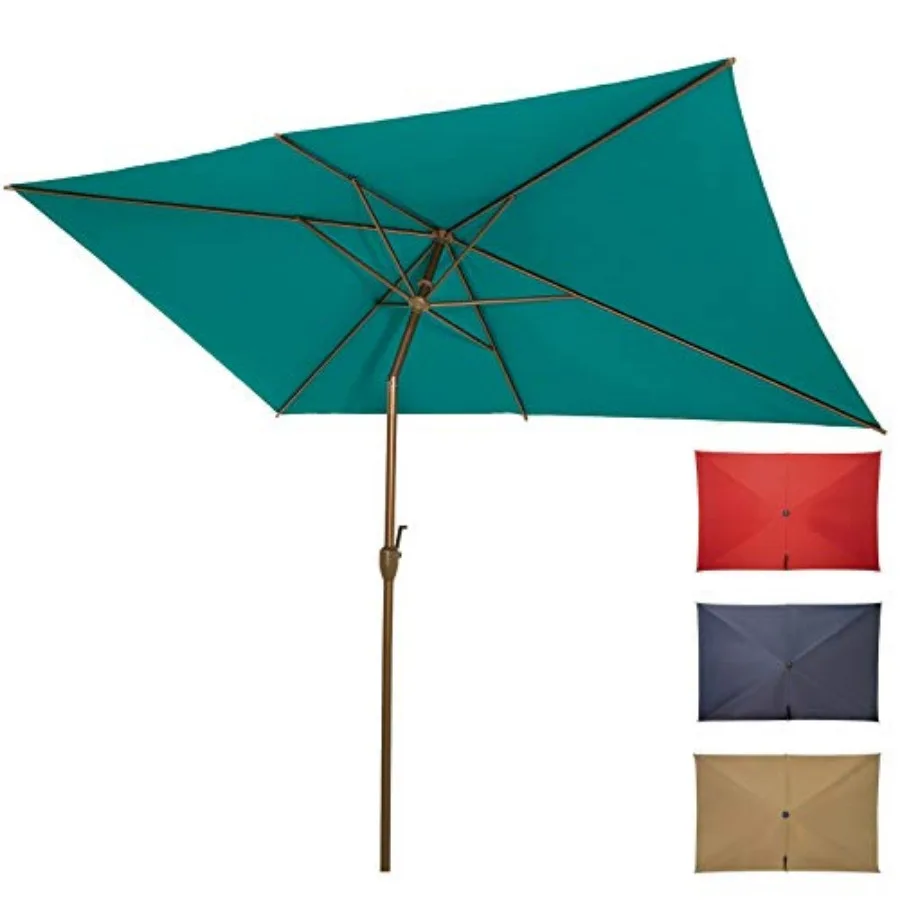 

6.5x10ft Patio Umbrella Rectangular Outdoor Table Umbrella with Crank and Push Button Tilt for Terrace Backyard Garden Courtyar
