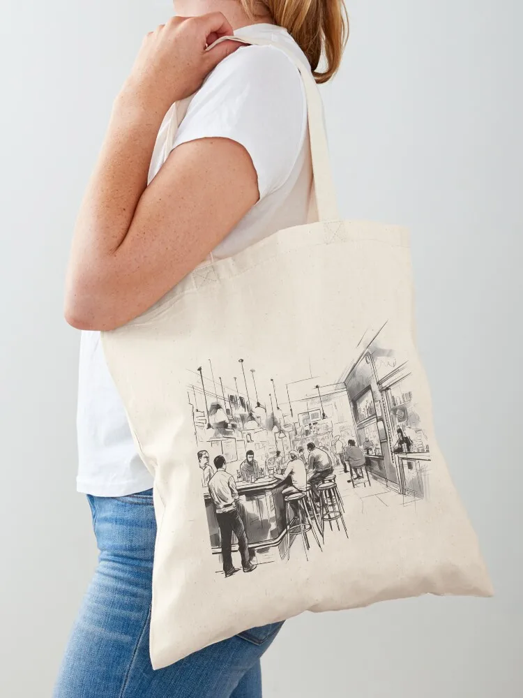 bar life sketch drawing Tote Bag shopping cart bags shopper bag woman Canvas Tote Bag