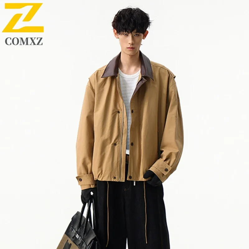 

COMXZ Мужская джинсовая байкерская куртка свободного покроя, уличная острая новая рабочая одежда, гоночная куртка для кемпинга, удобное пальто для рыбалки и путешествий