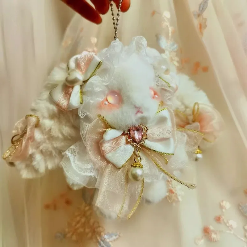 Cute Lolita Rabbit Pendant High-value Plush Doll Healing Doll Keychain White Rabbit Doll Gift