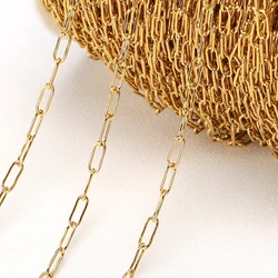 Cadenas de Marco largo de acero inoxidable para fabricación de joyas, accesorios de pulsera, collar, eslabones redondos planos, DIY, 2 metros por lote