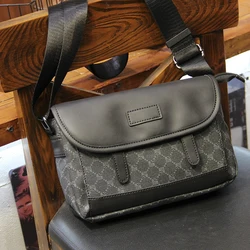 Xiao.P Men's High Quality PU Leather Crossbody Bag Daily Plaid Messenger Bag Men Personality Cycling Small Satchel Backpack