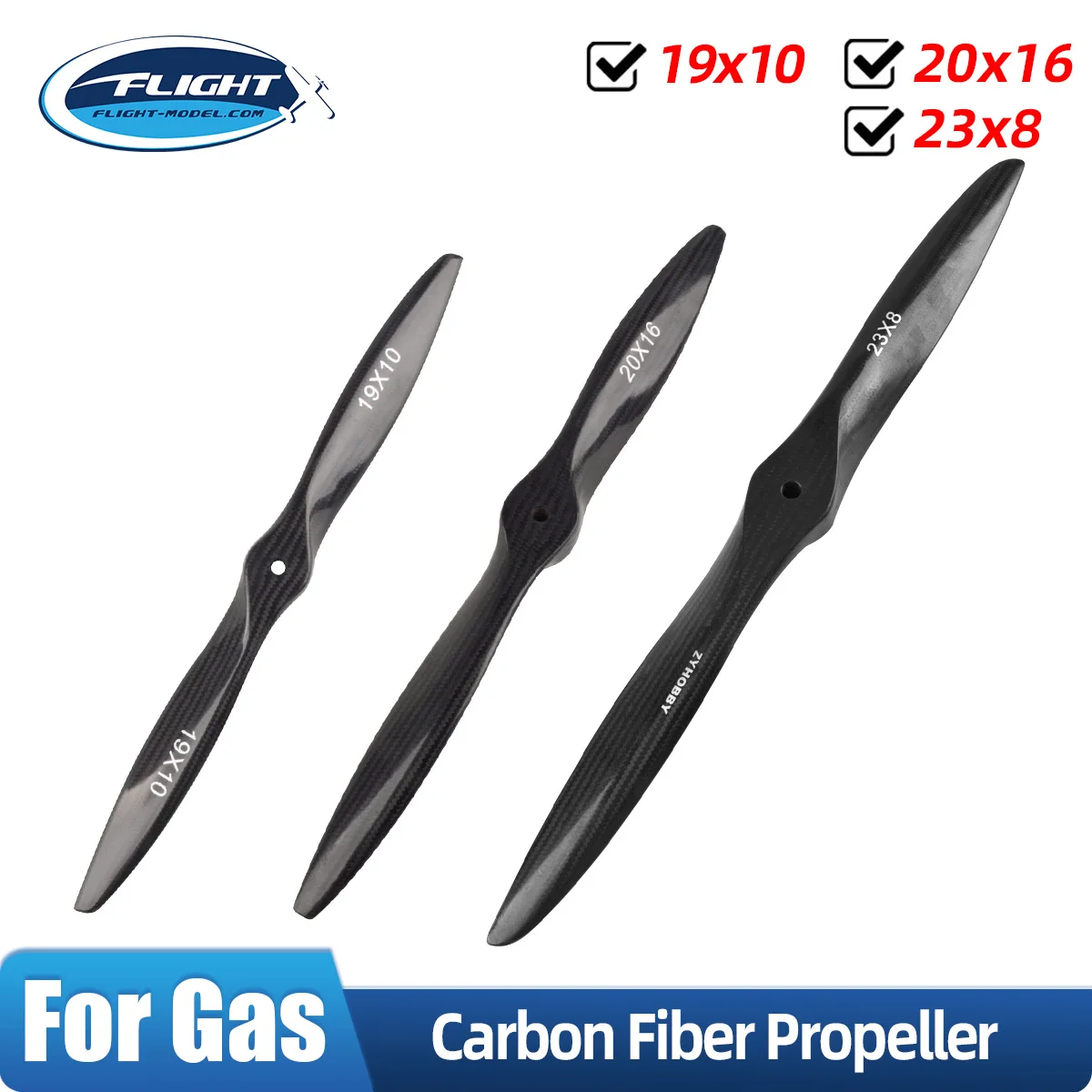 Carbon Fiber Propeller 19x10 20x16 23x8 for RC Gas Model Airplane