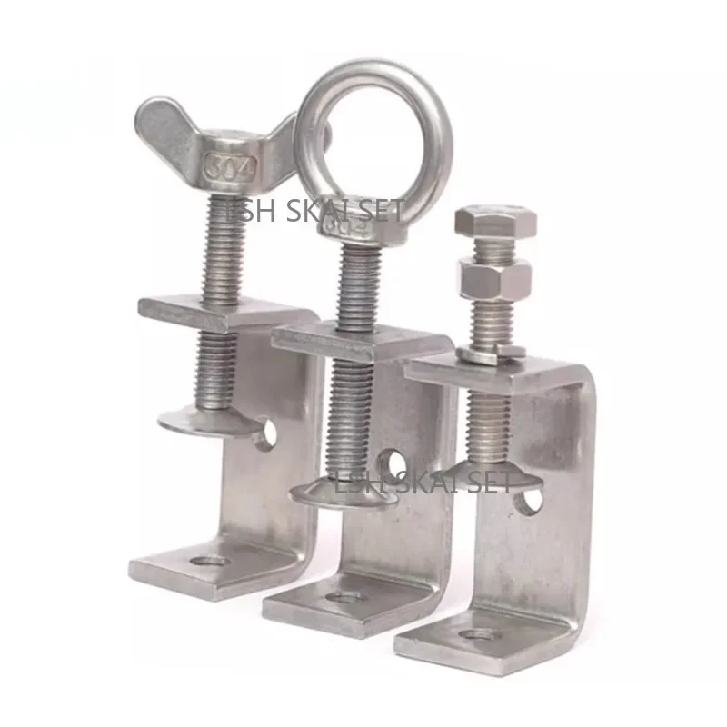 304 Stainless Steel Threaded C Clamp Bolt Adjustable Opening Heavy Duty U Clamp for Woodworking Construction Hanging Fixing view 3