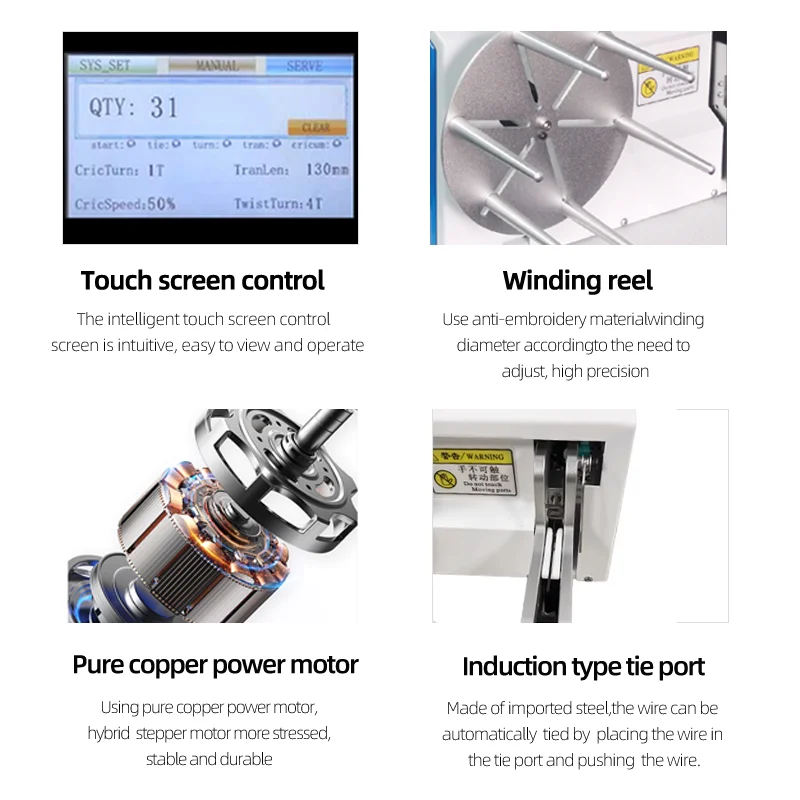 BORX 15-40mm Semi-automatic Wire Tying and Winding Machine 220V Cable Binding Machine with Free Stretch Film Dispenser