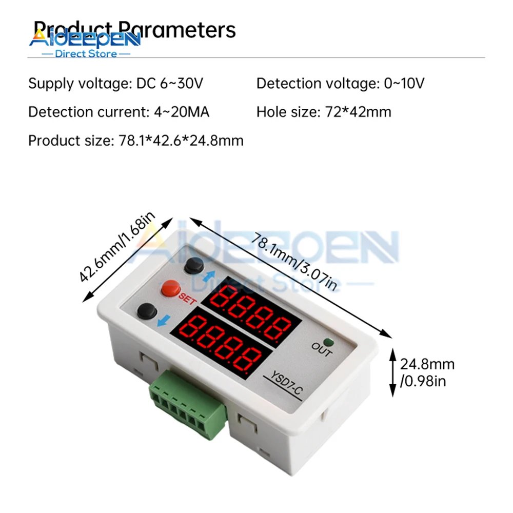 YSD7-C LED ดิจิตอล 0-20mA 0-10V แรงดันไฟฟ้าและเครื่องส่งสัญญาณ Professional เครื่องมือวัดอิเล็กทรอนิกส์