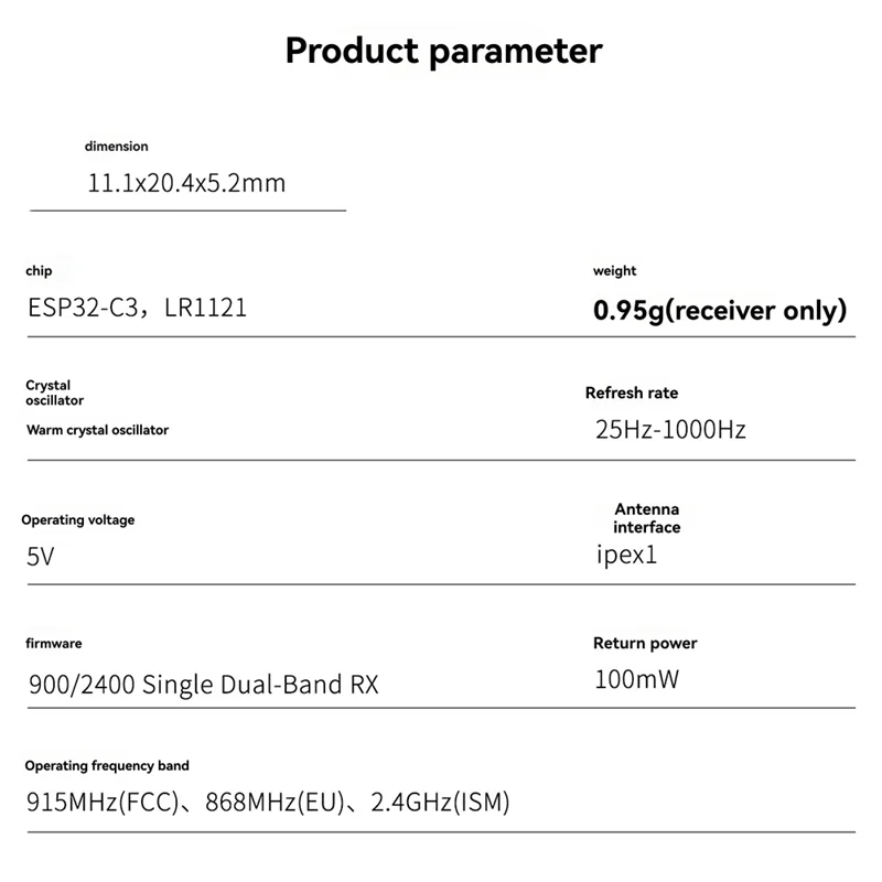 SQPP-para ELRS Nano 915M/2,4G receptor de doble banda DIY FPV Quadcopter piezas de drones de largo alcance Wifi incorporado ESP32-C3 Chip LR1121