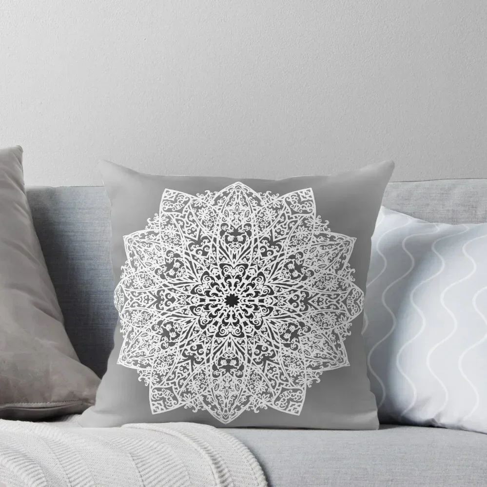 Filigree Mandala *white & grey* Throw Pillow christmas decorations 2025 sleeping pillows pillow