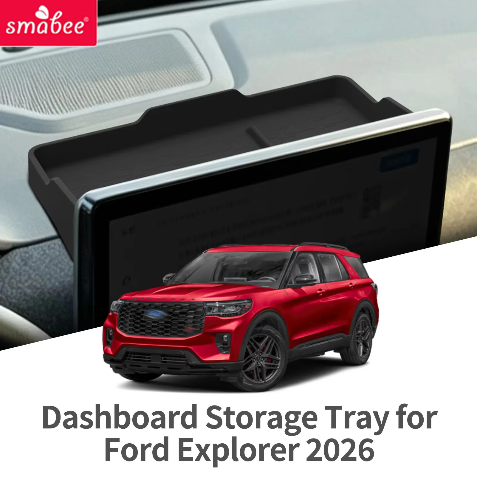 Smabee Left Drive for Ford Explorer 2026 Dashboard Storage Tray Behind Screen Silicone Lined Hidden Center Console Organizer Box