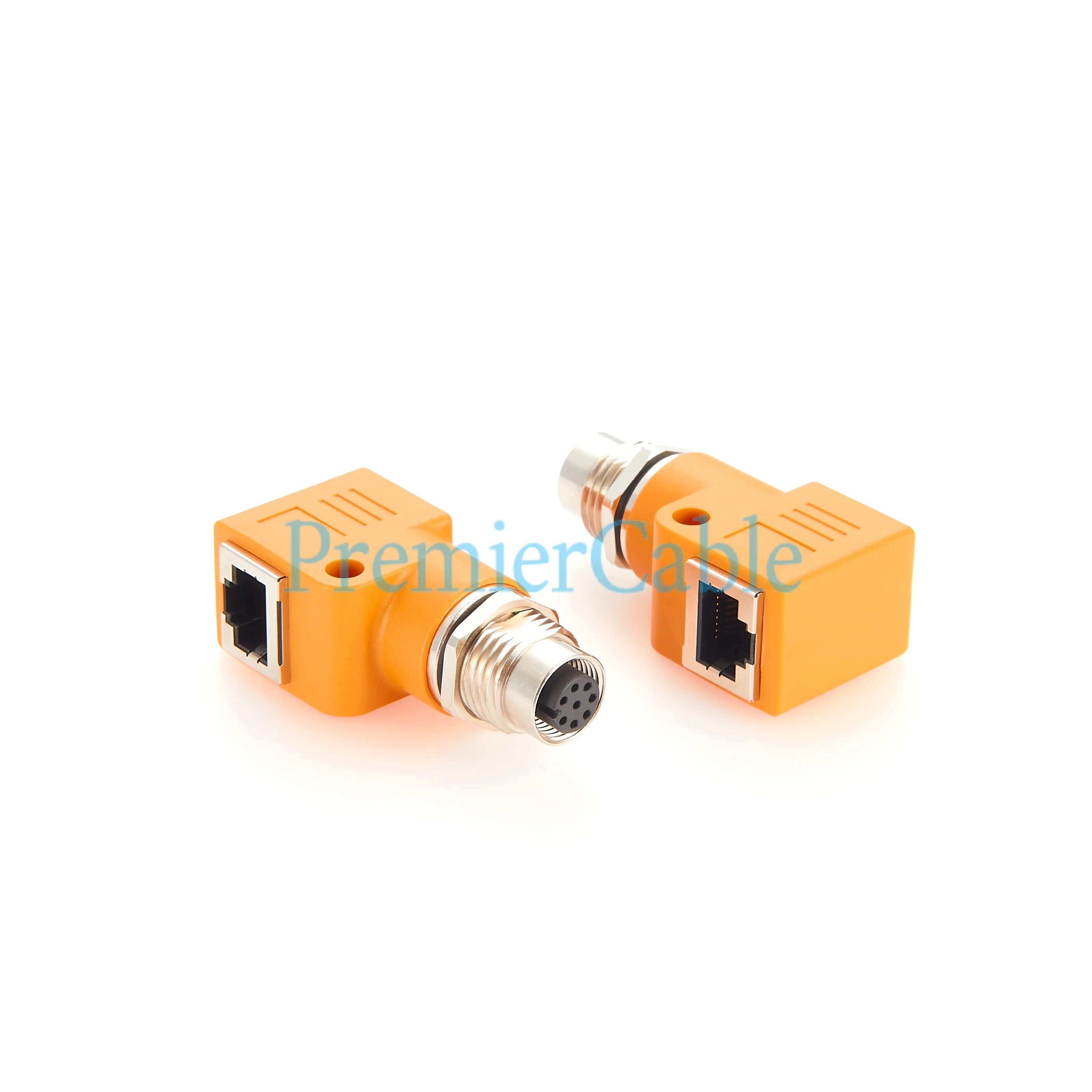 IP67 Rechtwinkliger RJ45-zu-M12 A-kodierter 8-Pin-Ethernet-Adapter, M12-Buchse zu RJ45-Buchse, Schalttafelmontage-Steckverbinder – Detail 7