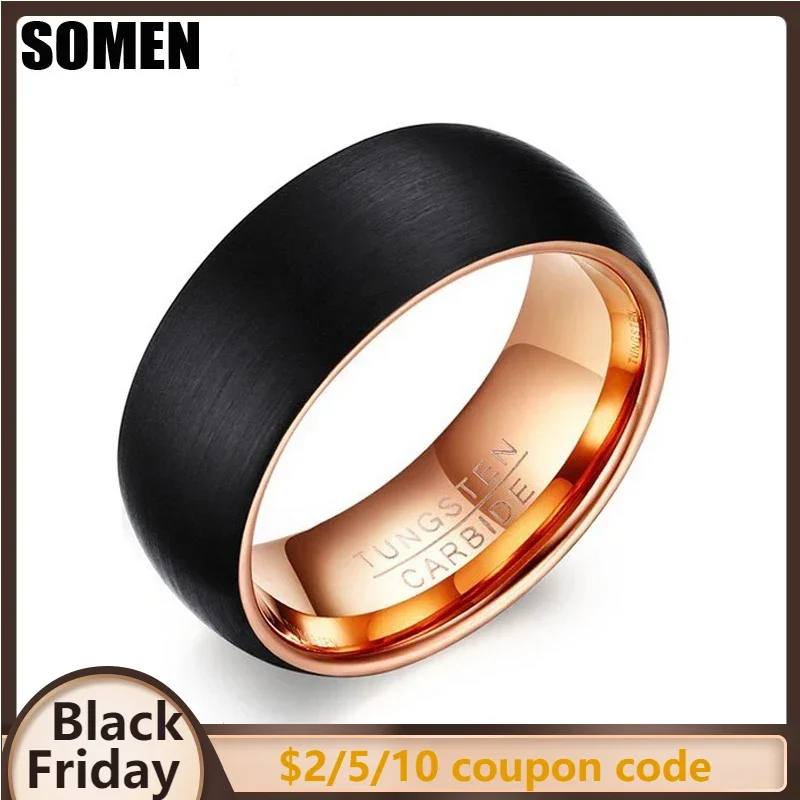 

Somen 8mm Black Tungsten Carbide Wedding Rings For Men Classic Brushed Wedding Bands Male Engagement Ring Jewelry Anillos Bague