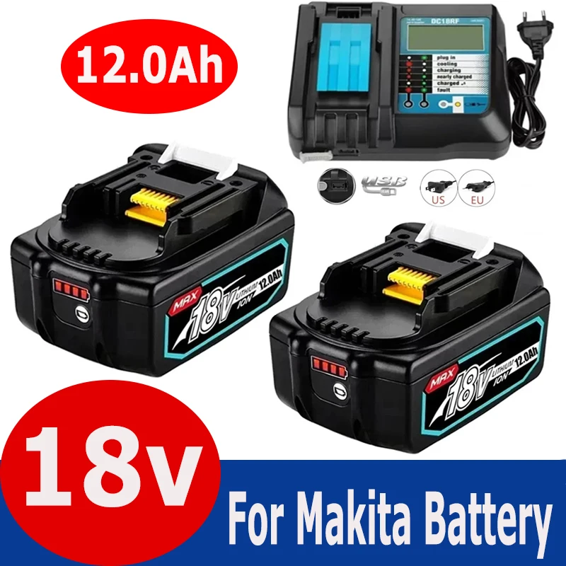 100% original BL1860 Rechargeable Battery 18V 12000mAh Lithium ion for Makita 18v Battery BL1840 BL1850 BL1860B LXT400 + Charger