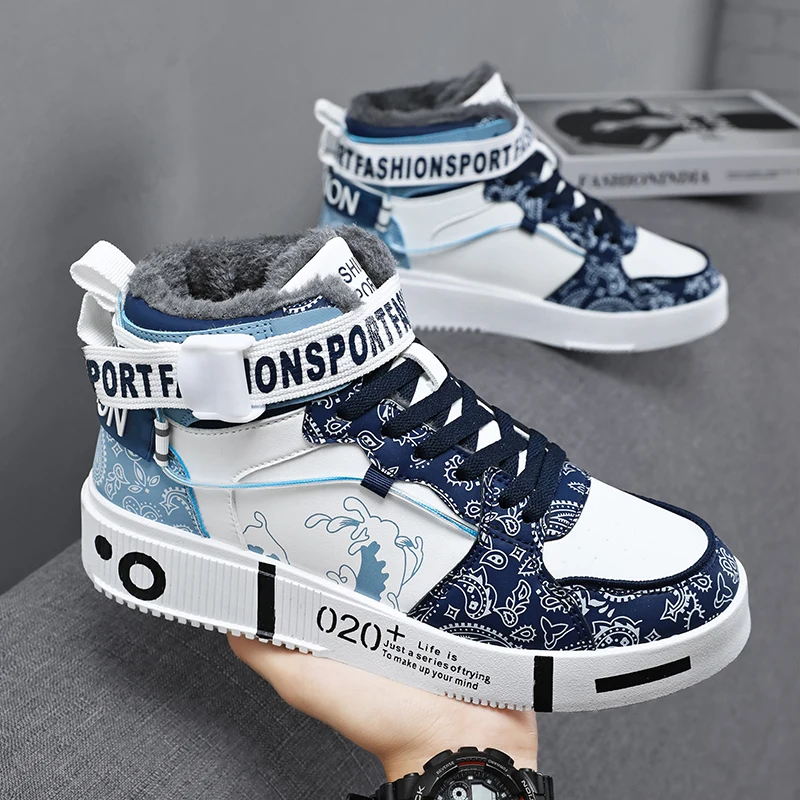 

Mens Board Shoes Winter New High Top Keep Warm Thick Sole Anti Slip High-quality Original Daily Casual Fashion Sneakers Men