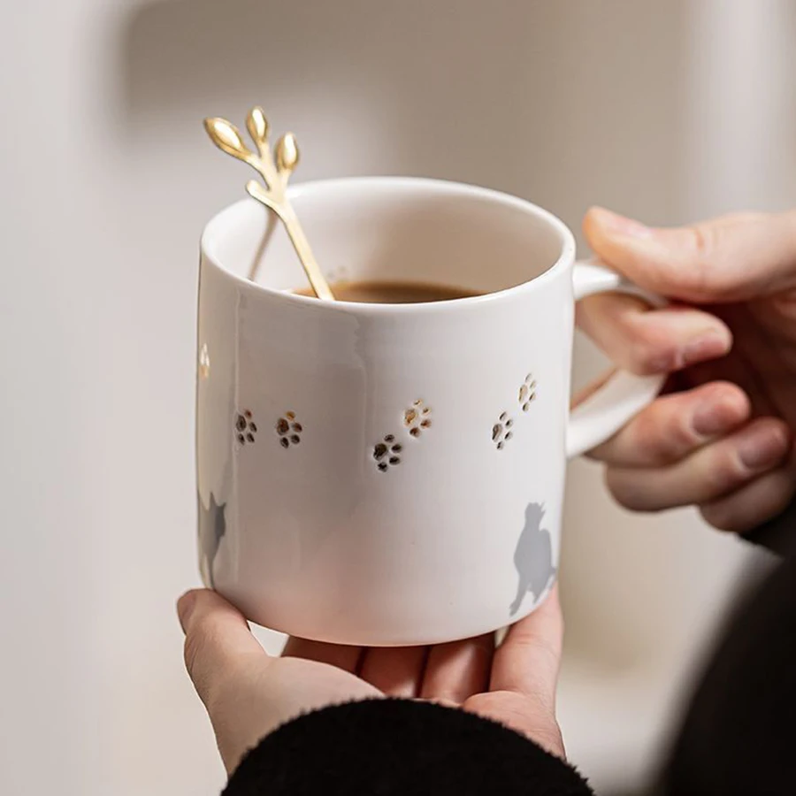 

Creative Mug Cute Cat Cup Drink Coffee Mugs Gift for Friend Sister Cartoon Animal Cat's Paw Milk TeaCup Porcelain Kitchen Drink