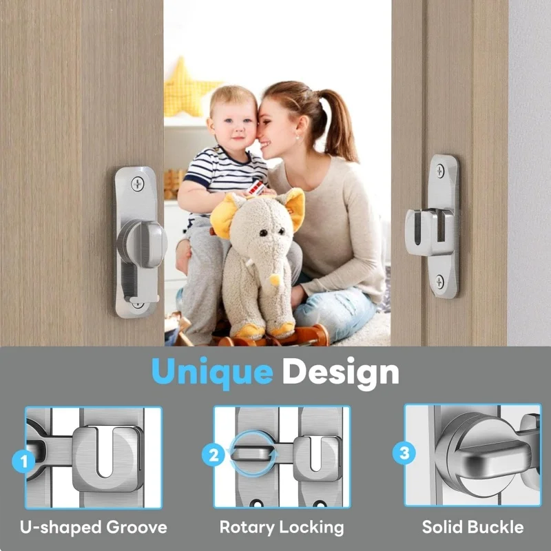 90/180 °   Fechadura de porta flip anti-roubo - Trava deslizante de parafuso de porta pequena de liga de zinco, parafuso de porta de segurança doméstica, hardware resistente